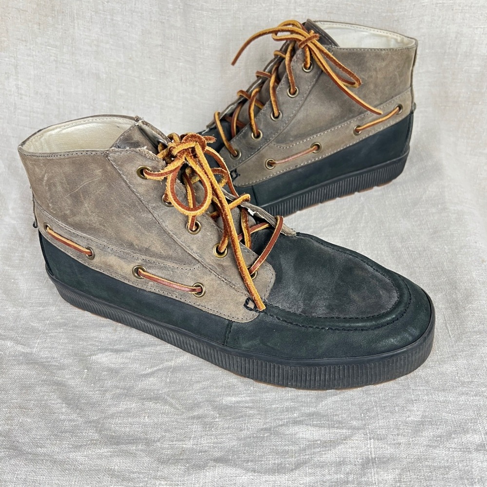 Polo Ralph Lauren Delmont Boots Mens 10.5D Leather Chukka Boat Grey Brown Rugged